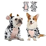 Cow Hoodie for Medium Dogs, Cute Cow Costume for Christmas Party, French Bulldog Soft Stretchy Hoodi