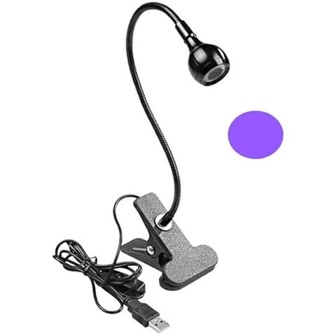 lishumei UV Nail Lamp, UV Light for Nails UV LED Light Fixtures with Gooseneck and Clamp Mini Desk Light Clamp Portable Gooseneck for Outdoor Stall Gel Nail Curing, 5V USB Input (Black,Round Head) Cover