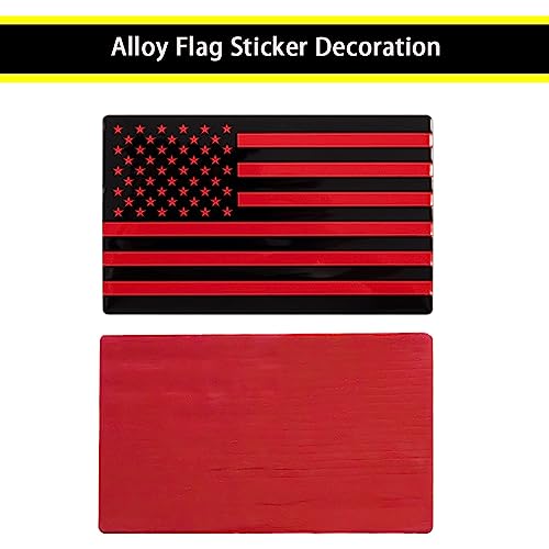 Image of XMUINT Metal American Flag Emblem, 2 Packs 5 inch USA Car Military Patriotic Sticker, Alloy Bumper Fender Door Window Trunk Engine Hood Decal for Car Truck SUV Matte Black Red