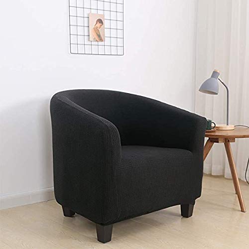 Housse De Fauteuil 1 Place Extensible - Tissu Polyester/élasthanne, Taille Universelle (siège ~50-55 Cm, Hauteur 60-90 Cm) - Noir
