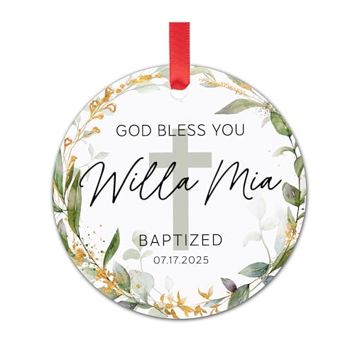Personalized Baptism Ornament 2025 - Custom Name and Date -