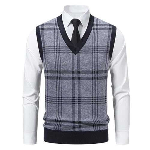 Sweater Vest for Men Regular Fit V Neck Sleeveless Knitted Pullovers Sweaters Stripe Color Block Patchwork Tanks4