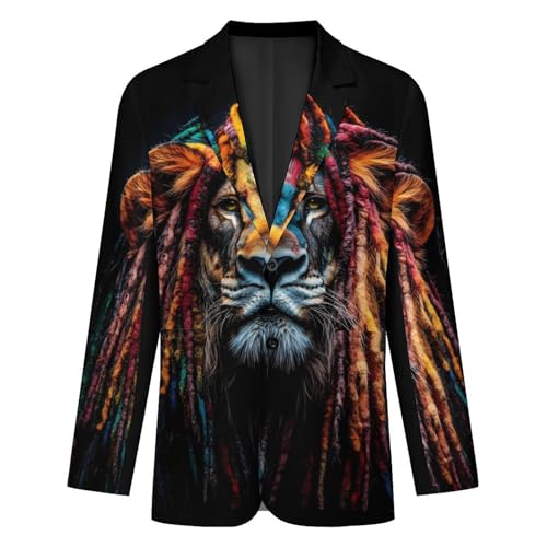 Reggae Lion Men's Slim Suit Long-Sleeve Prom Tuxedo Classic Two Button Business Jacket4