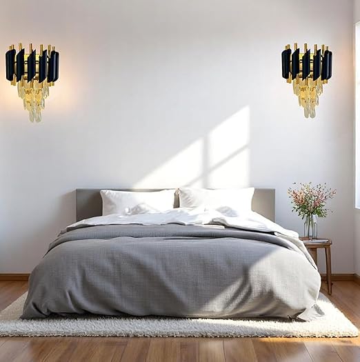 Image of Black Mamba Wall Light (Metal and Crystal), Pack of 1