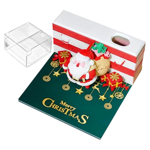 Calendrier 3D Père Noël avec bloc-notes artistique détachable pour mémo de bureau