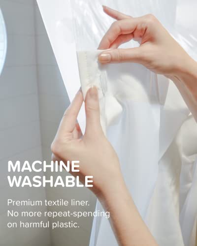 Space Expanding Shower System: Folding Top Window Just Pops On, Enjoy More Machine Washable Fabric Shower Liner & Splash Guards Included. Fits Most Shower Rods, Up To 60”W X 80" Xl #TOP3