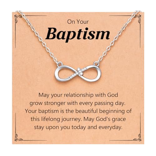 Infinity Cross Necklace, First Communion Confirmation Baptism Graduation Gifts for Women Girls