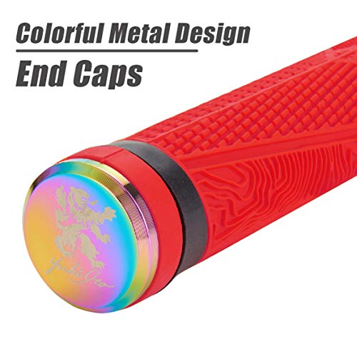 Enlee Bike Handle Grips, Mountain Bike Handlebar Grip With End Caps, Soft Bicycle Grip Of Non-Slip Rubber For Mtb, Bmx, Scooter, Tricycle, Folding Bike, Wheel Chair, Red #TOP4