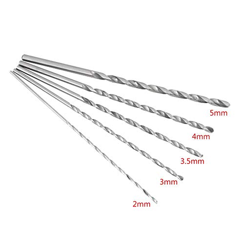Extra Long Drill Bits, 5 Pcs High-Speed Steel HSS Twist Drill Bit Set - Image 3