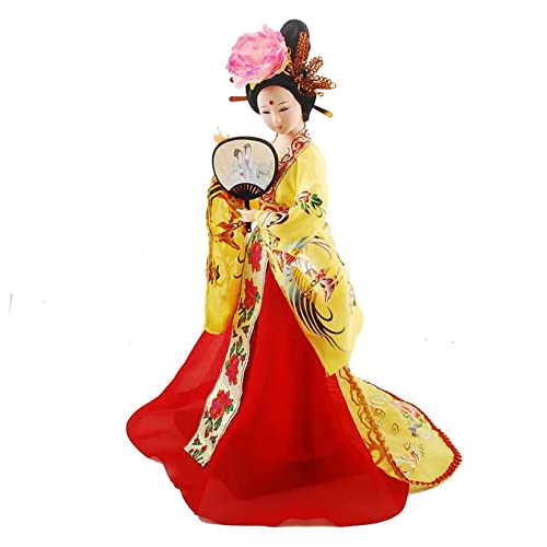 中国人形デスクトップ装飾唐王朝女王ヤンギフェイ古代四美女人形像オリエンタルアジア芸者少女 12 インチ、ホームオフィスクリスマスコレクティブル用,赤
