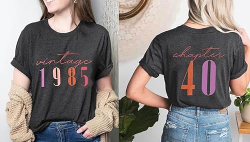 40th Birthday Gift for Women Vintage 1985 Shirt Letter Print Retro Party Tops Casual Short Sleeve Tee2