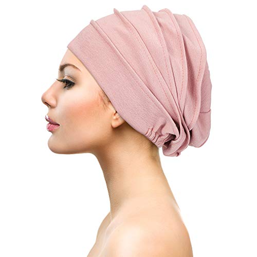 Syhood 4 Pieces Slouchy Beanies Hats Soft Sleep Cap Stretchy Sleeping Cap Headwear For Women (Black, Navy, Pink, Beige) #TOP3