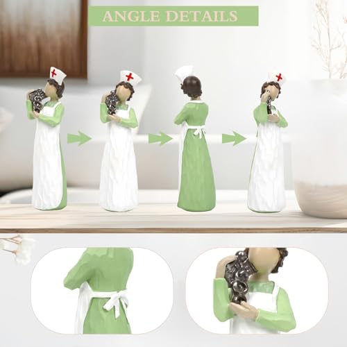 Estatua decorativa enfermera vestido verde figura artesanal miniatura 2