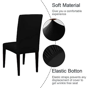 JQinHome Dining Chair Covers Dining Room Chair Slipcovers, 2 Pack High Stretch Removable Washable Parsons Chair Slipcover for Home Party Hotel Wedding Ceremony (Black) JQinHome Dining Chair Covers Dining Room Chair Slipcovers 2 Pack High Stretch Removable Washable Parsons Chair Slipcover for Home Party Hotel Wedding Ceremony Black
