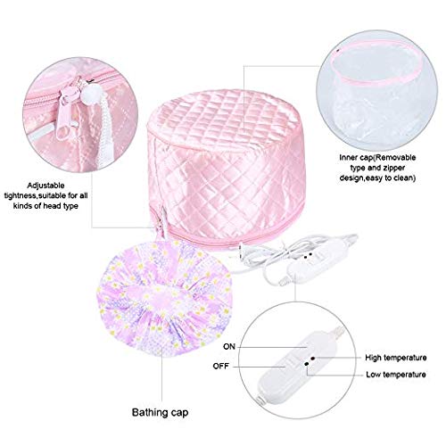 110V Hair Care Hat,Hair SPA Cap,Hair Care Steamer Cap,Thermal Hair Cap,Waterproof Home Hair Thermal Care Electric Hair Treatment Beauty Steamer Perfect for Family Personal Care (PINK) 4