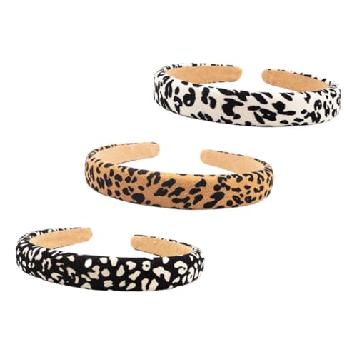 IWOWHERO 3 pièces Lot de Bandeaux Léopard pour Femmes Serre-tête Vintage et Antidérapant Accessoires Cheveux pour Fêtes et Événements