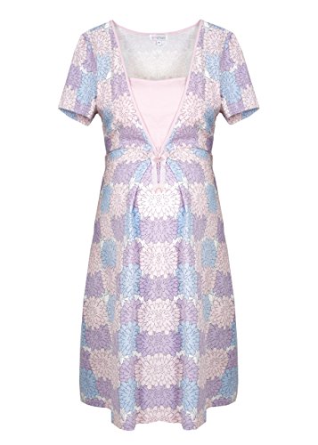 Herzmutter Camicia da Notte Premaman - Camicie da Notte Allatamento e Gravidanza - Camicie da Notte maternità Ospedale - Camicie da Notte per Futura Mamma - 2800 (L, Pastello)