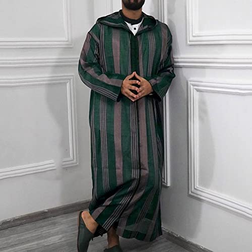 Muslim Thobe for Men Cotton Lighweight Embroidered Long Sleeve Arab Kaftan Summer Moroccan Abaya Robe2