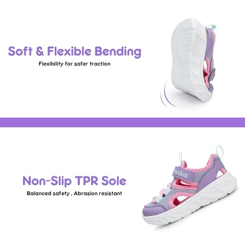 Image of YESKIS Toddler Boys Girls Sport Sandals Outdoor Athletic Hiking Running Tennis Barefoot Shoes Lightweight Closed Toe Adjustable Strap for Toddler and Little Kids