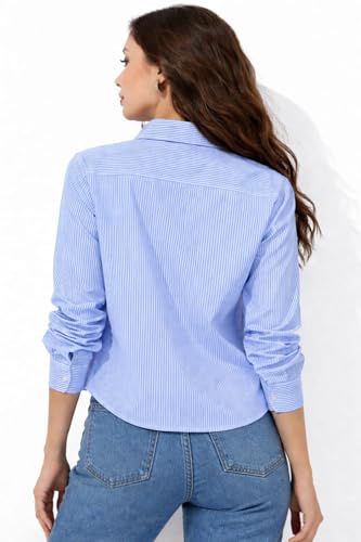 Image of Womens /GirlsClassic Lining Shirt for Women Cotton | Women's Striped Style top | Full Sleeve, Relaxed fit, Button-Down Casual Shirt for Girls & Women