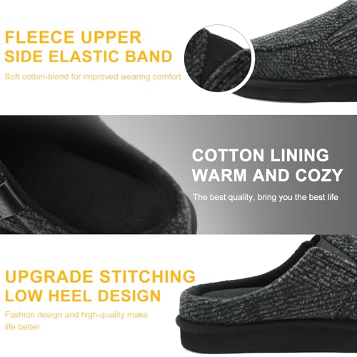 Image of ONCAI Mens Clog Slippers with Arch Support Stripe Faux Fur Cotton-Blend High-Density Memory Foam Warm House Slippers Slip-on Indoor Outdoor Rubber Sole Size 7-16