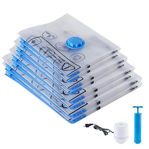 CICINELL 圧縮袋 衣類圧縮袋 布団圧縮袋 2枚S+2枚M+2枚L+2枚XL+電動ポンプ+ハンドポンプ 引越し 旅行 真空袋 掃除機不要 布団収納 高密封 防湿・防塵・防臭・防カビ