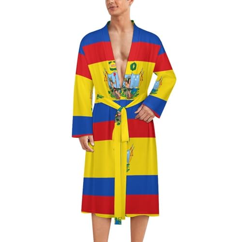Bata de baño Gran Colombia para hombre, longitud media, ligera y con cinturón