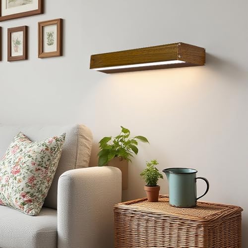 LED interior apliques de pared madera 40cm para iluminación de pasillo y espejo 2
