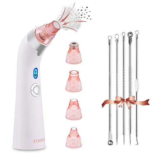 Preisvergleich Produktbild Mitesserentferner Porensauger Mitesser Sauger PorenreinigerNeuer Mitesser Vakuum Aufladbar Poren Extraktor Werkzeug für Mitesser weiß Schwarz Akne Entfernung 5 einstellbare Saug Stufen und 4 Aufsätze