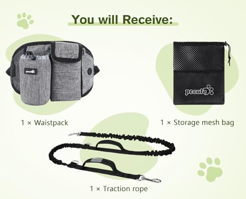 Pecute Hundeleine für Hunde, bis zu 110 kg, stoßfest, bequem, reflektierende Nähte, ideal zum Laufen, Joggen und Gehen (weiß)