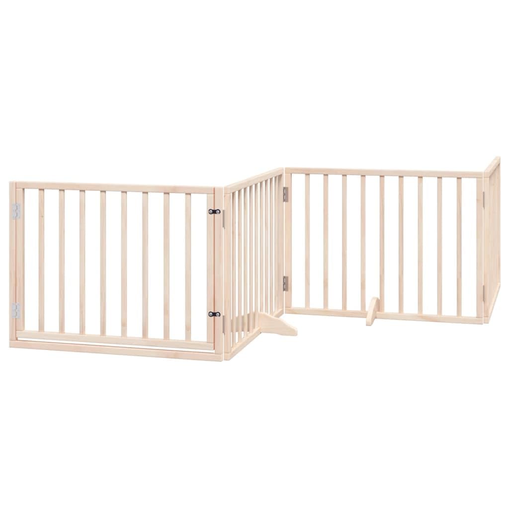 Homgoday Barrera para Perros,Barrera de Seguridad para Perros Mascotas,Valla Perros Interior Puerta para Perros Plegable 4 Paneles Madera de álamo 320 cm