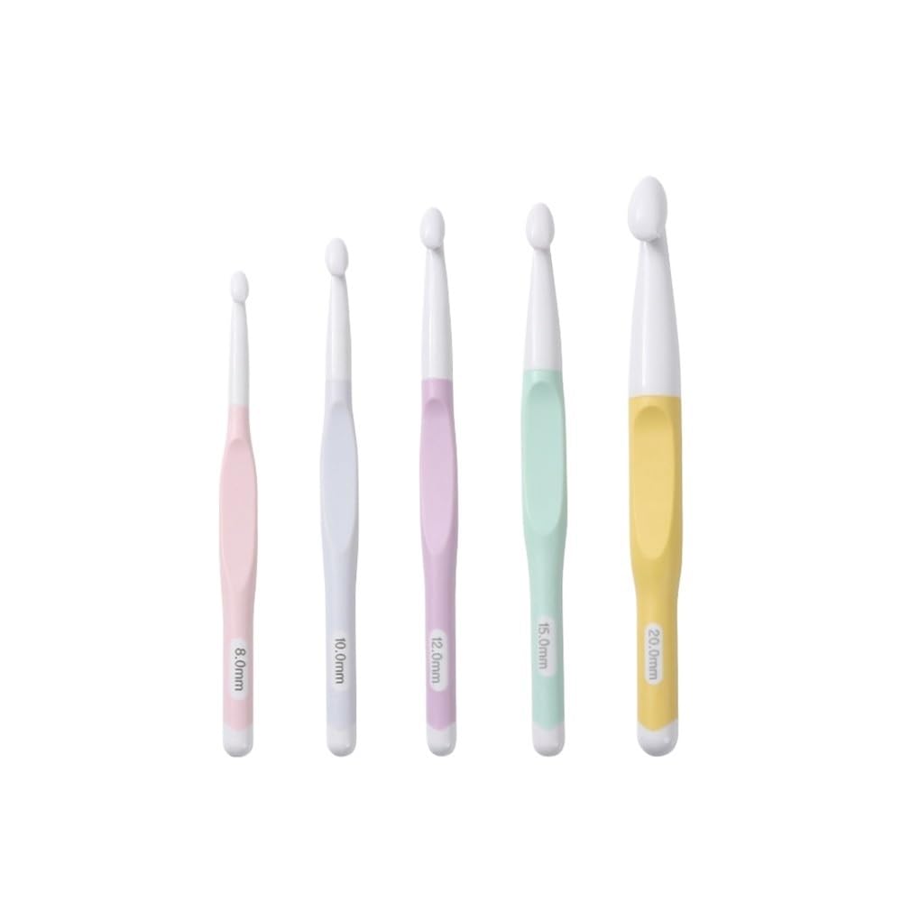 4/5pcs Ergonomic Handle Crochet Hooks 8/10/12/15/20mm Knitting Needles(5pcs)