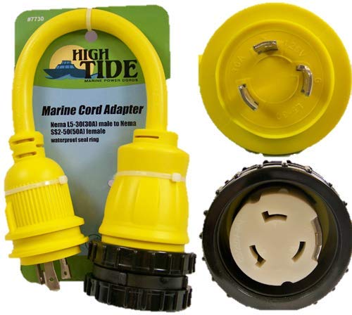 L5-30 Male to 50 Amp Female Marine Dogbone Adapter with LED Indicators (7730)