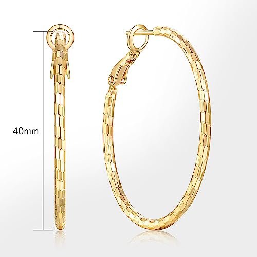 Gold Hoop Earrings for Women 14K Gold Earrings for Women Sparkling Design Hypoallergenic Lightweight Womens Earring Hoops 25 MM/30 MM/40 MM2