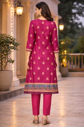 Image of Women's Cotton Blend Unstitched Kurti Set for Women | A-Line Style Dress Material | 2-Piece Traditional Ethnic Wear Suit Fabric
