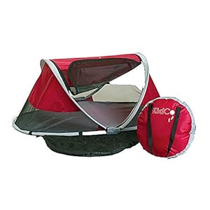 KidCo PeaPod Portable Pop Up Toddler Baby Childrens Indoor Outdoor Travel Bed Tent with Mesh Windows for Camping, Beach, and Vacation, Cranberry