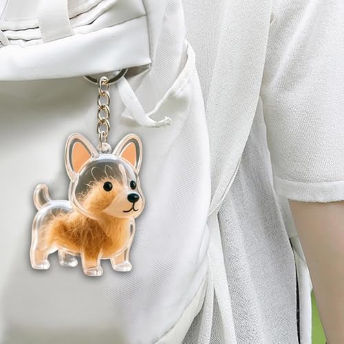 Hundehaaraufbewahrungs-Schlüsselanhänger, transparenter Kunststoffanhänger, Haustier-Memory-Kollektion für Taschen (Liegende französische Bulldogge)