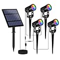T-SUNUS Solar Spot Lights Outdoor Color Changing, Solar Landscape Spotlights RGB Lighting Waterproof IP65 Wall Lamp 9.8ft Cable for Patio, Pathway, Yard, Garden, Holiday Decoration (Multi-Color)