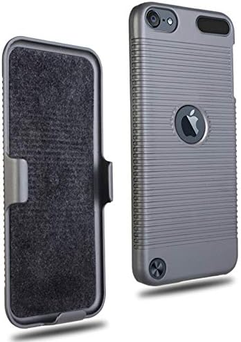 Miniatura 3 de Nakedcellphone - Funda con clip para iPod Touch 7/6/5, funda rígida acanalada negra y cinturón con soporte para iPod Touch 7, 6ª y 5ª generación