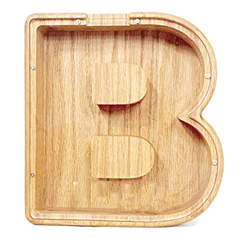 WeiDu77 Twenty-six English Alphabet A-Z Letter Piggy Bank,Large-Capacity Transparent Wooden Alphabet Piggy Bank，Personalized Coin Savings Box, Name DIY Creative Purchase Combination.
