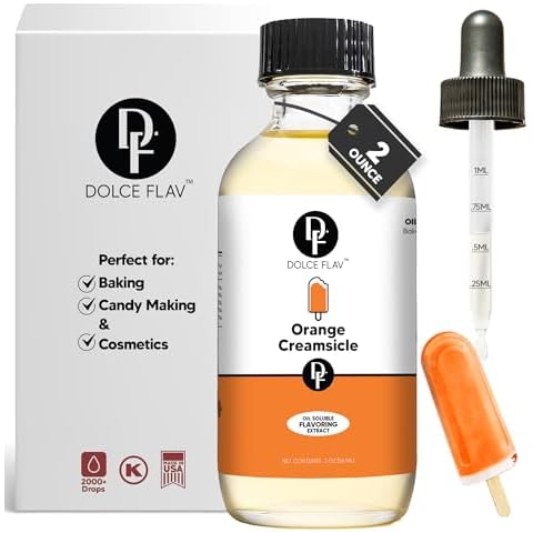 Dolce Flav Orange Creamsicle Extract - 2 Ounce Oil-Soluble Multipurpose Flavoring Ideal for Candy Making, Baking, Lip Balm, and Ice Cream - Perfect Kitchen Gift for Holidays Cover