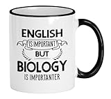 Casitika Biology Mug. English Biology Importanter. Funny 11oz Ceramic Coffee Mug - The Perfect Teacher Mugs Gift for Biology Instructors, Students, and School Faculty.