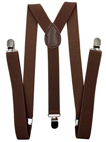 Coster Suspender Adjustable and Elastic Pant Braces for Men and Women (Dark Brown)