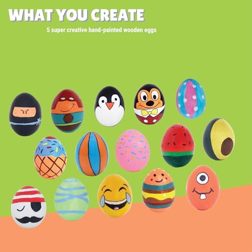 Image of Kalakaram DIY Egg Painting Kit with 5 Wooden Eggs for Painting | Painting & Coloring Activity Kit | DIY Art and Craft Creative Activity Gift Kit for Teens, Girls, & Kids Age 6, 7, 8, 9, 10+