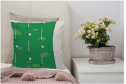 Wozukia Golf Course Pillow Cover Green Grass And Hole On Golf Field Flags And Balls On Green Golf Fourse Cotton Linen Cushion Cover Standard Pillowcase For Home Decorative Sofa Armchair 18X18 Inch #TOP3