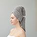 SURPRISE PIE Women Microfiber Hair Towel Wrap with Elastic Strap,Super Absorbent Anti Frizz Drying Turban for Curly, Long,Wet Hair- Grey
