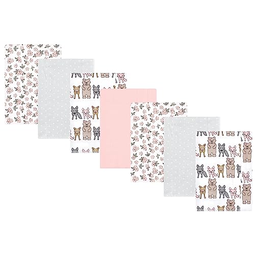 Image of Hudson Baby Unisex Baby Cotton Poly Flannel Burp Cloths, Wild Forest Pink 7-Pack, One Size