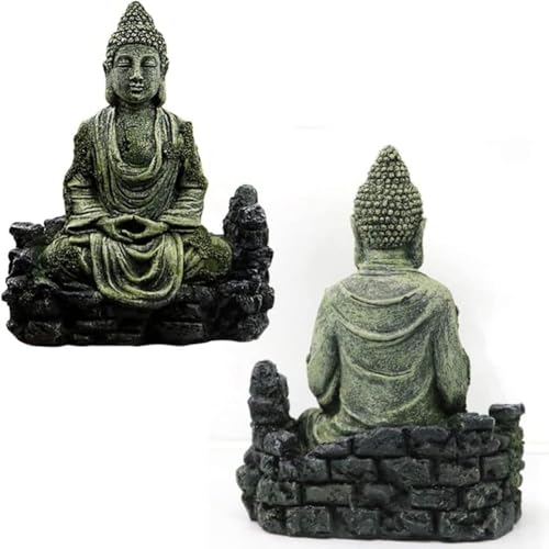 Image of anfei Kizzy Pets Aquarium Decoration Ornaments for Fish Tank Underwater Landscape Hideaway Fish Tank Scenery for Betta, Small Lizards, Etc(Buddha Statue Decor, Resin),5.6 X 6.9 Inch