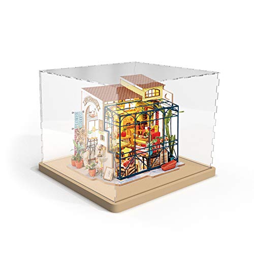 Hands Craft Miniatures Dollhouse Display Case – Acrylic Dust Cover Wooden Base Transparent Clear Dustcover Collectibles Diy House Model Assemble Box (Df01M) #TOP2