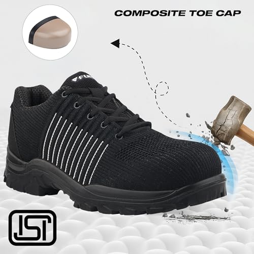 Image of FUEL Aqua Safety Shoes for Men with Excellent Grip, PU Single Density Sole, Light Weight Construction Shoes, Slip Resistance Lace-Up Industrial Composite Toe Cap Footwear (200 J)